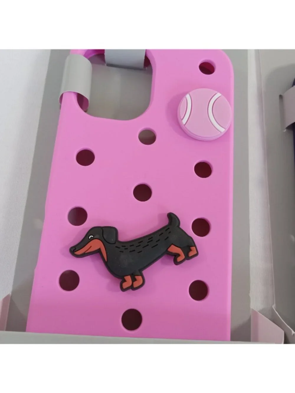 2 Heyday Phone Pop-In Cases for iPhone 16 Pink Dachshund Tennis Ball & Navy Blue